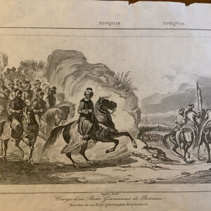 1830 Τούρκος Πασάς με στρατιωτικό σώμα αναχωρεί για πόλεμο χαλκογραφια