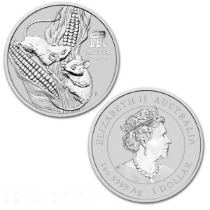 2020 $1 AUD Australia 1 oz 999 Fine Silver Elizabeth II '' MOUSE''  BU Perth Mint.