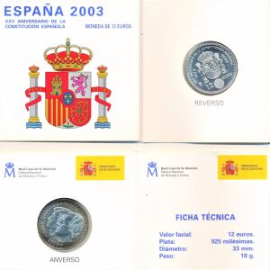 12 Euro 2003 - Juan Carlos I Constitution .