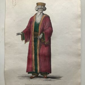 παραδοσιακή φορεσιά Βοεβόδας Τούρκος Δοιηκητης της Αθήνας  του 1815, χαλκογραφία επιχρωματισμενη χαράκτης R.Pollard