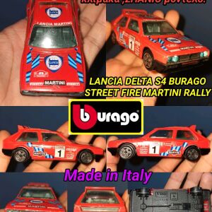 LANCIA DELTA S4 BURAGO STREET FIRE MARTINI RALLY Βburago made in Italy Αυθεντικό Vintage αυτοκινητάκι toy car 1:43 κλίμακα RARE Red colour