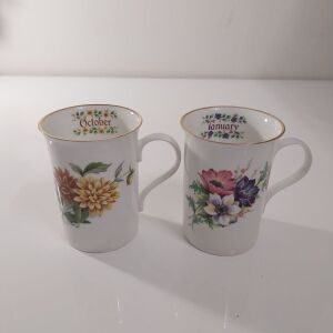 Staffordshire Κούπα Σετ των 2τεμ. Crown Trent "January" & "October" Fine Bone China England #00017