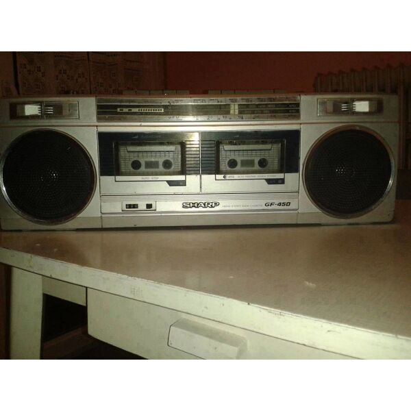 Vintage 80s Sharp GF-450 radio kaseta stereofoniko Boombox Ghetto Blaster Silver