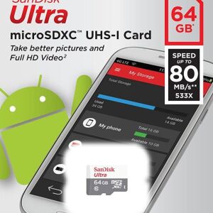 Sandisk Ultra microSDXC 64GB Class 10 with Adapter Mobile Silver για κινητό/tablet/Switch