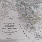 1852 Χάρτης Βαλκανίων επιχρωματισμενη ατσαλογραφία 23x28cm