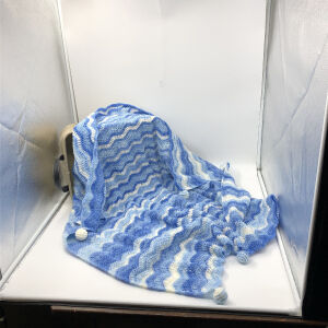 χειροποίητη πλέκτη κουβέρτα λίκνου κούνιας 1,10 x 1,20 σύννεφο μπλε