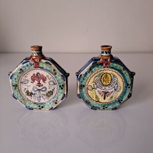 Certosa di Firenze Ceramic Flask Σετ 2τεμ. Italy Hand Painted #00256
