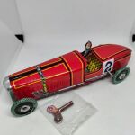 Τσιγκινο Παιχνιδι Αγωνιστικο Αυτοκινητο Vintage Εποχης Με Οδηγο Και Κουρδιστηρι