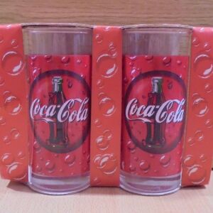 Coca Cola παλιό διαφημιστικό σετ δύο ποτηριών