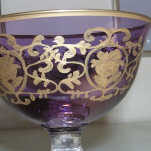 Ποτήρι Murano | Hand Painted Footed Bowl |  with 24K Gold Paint | Made In Italy