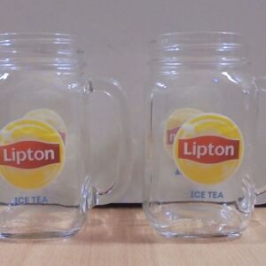 Lipton τσάι δύο διαφημιστικές γυάλινες κούπες