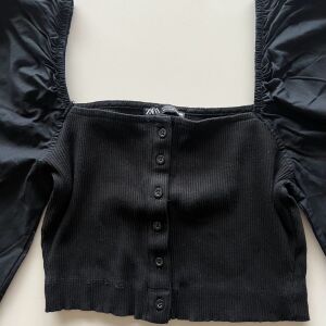Zara Κοντό Μπλουζάκι Μαύρο Medium