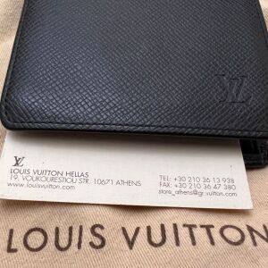 Louis Vuitton Porte-billets 3 cartes credit Black Taiga Wallet πορτοφόλι ανδρικό