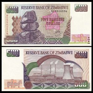 Zimbabwe 500 Dollars 2001 P 11 UNC
