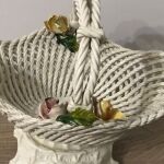 Καλάθι πλεκτό πορσελανη  με λουλούδια vintage BASSANO