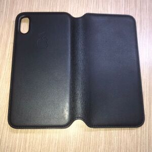 Γνήσια Δερμάτινη θήκη iPhone XS Μαύρη Max Leather Case Folio Black