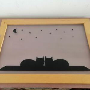 Δίσκος γυάλινος  με αστέρια κ γάτες
