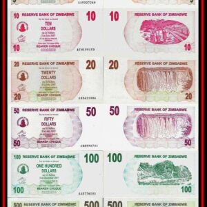 Zimbabwe Set 8 pcs 1+5+10+20+50+100+500+1000 dollars P37-44 UNC