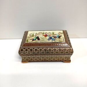 Παλιό Περσικό ξύλινο κουτί μαρκετερί,  έργο λαϊκής  περσικής τέχνης Khatam.