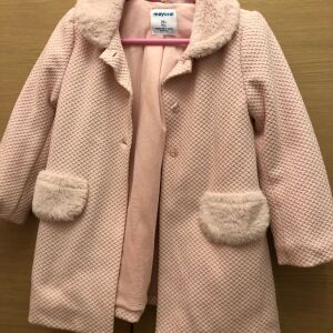Παλτό ροζ με γουνάκι mayoral 98 cm
