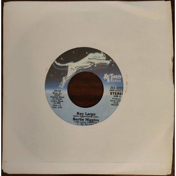 LP 45 RPM: Bertie Higgins - White Line Fever & Key Largo