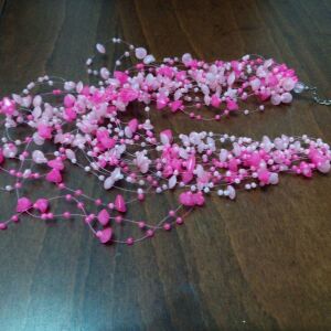 Messy κολιέ τύπου φωλιάς νεράιδας σε ροζ