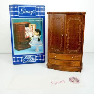 Ξύλινο σετ κρεβάτι και ντουλάπα για τις αμερικάνικες κούκλες Ginny Vogue, του κουτιού