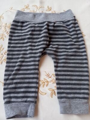 Baby romper, striped grey and black