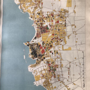 Χάρτης των Χανίων που αποτυπώνει τις καταστροφές από τους Βομβαρδιμούς κατά την Κατοχή και χρησιμοποιήθηκε για τις διεκδικήσεις μετά τον πόλεμο