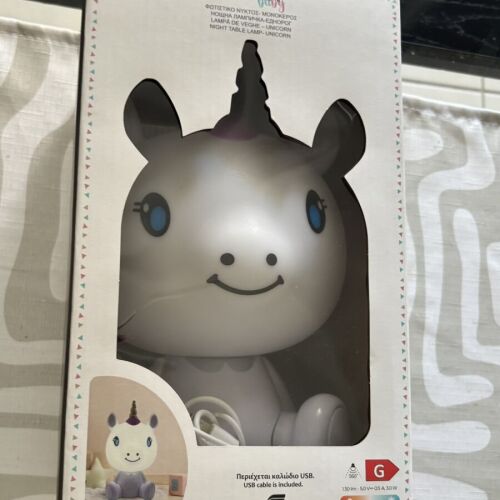 Unicorn night lamp with three brightness levels and USB cable