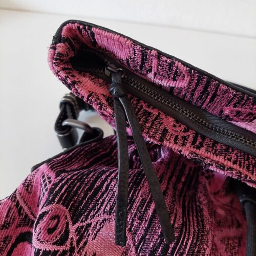 Folli Follie women's shoulder bag, leather and fabric, fuchsia and black