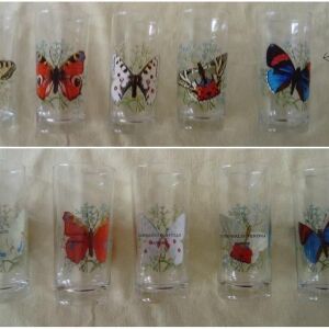 5 συλλεκτικά ποτήρια με σπάνιες πεταλούδες (Made in France, εργοστάσιο της REIMS)