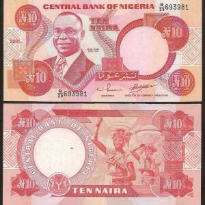 NIGERIA 10 NAIRA 2001 UNC BANKNOTE