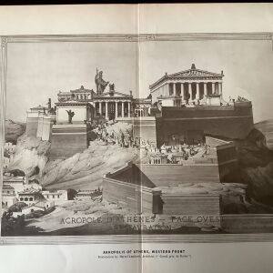 1877 η Δυτική άποψη της Ακρόπολης Παρθενωνας  απόδοση από τον Σπουδαίο Γάλλο αρχιτέκτονα Marcel-Noel Lambert  Σπάνια Λιθογραφία  μεγάλο μέγεθος