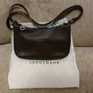 Τσάντα Longchamp Σκούρο Καφέ Δέρμα Αυθεντική