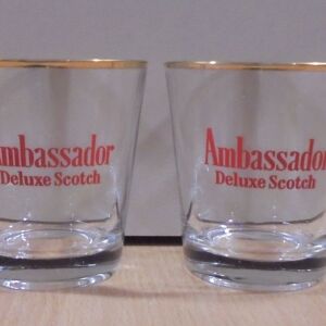 Ambassador scotch whisky διαφημιστικό παλιό σετ 2 ποτηριών