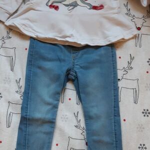 Παιδικό σετ τζιν παντελόνι/μπλούζα