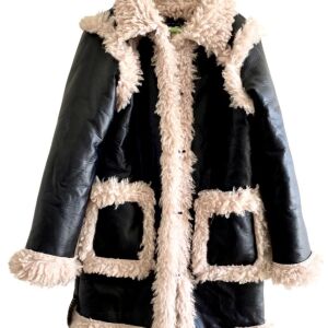 Μαύρο παλτό faux fur - δερματίνη Story of Lola μέγεθος S