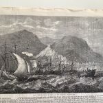 1854 Σύρος μεγάλη ξυλογραφία της πόλης της Σύρου άποψη από την θάλασσα