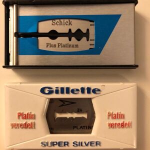 Ξυραφάκια ξυρίσματος για Μηχανή ξυρίσματος ασφαλείας. 8 Gillette Super Silver Platinum και 4 Schick Plus Platinum