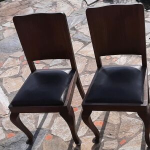2 καρέκλες νεοκλασσικές μασίφ καρυδιά και δέρμα