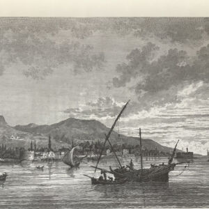 Το λιμάνι της Χίου ξυλογραφια. 29x24cm