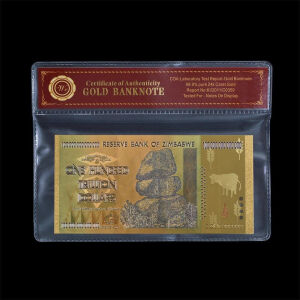 Χαρτονόμισμα 100 τρις δολλαρίων Ζιμπάμπουε με επικάλυψη χρυσού ( Σουβενίρ μιας ταραγμένης περιόδου )
