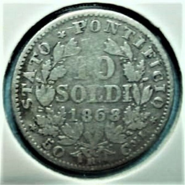 PIVS IX PONT 10 Soldi / 50 Centesimi 1868 PAPAL STATES
