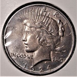SILVER 1 Dollar 1924 "Peace Dollar" .@@3
