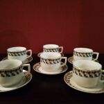 Vintage Σετ 6 Φλυτζάνια με Πιατάκια Καφέ Τσάι