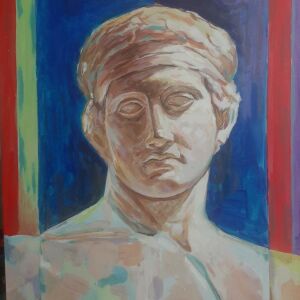 "ενώπιον του αγάλματος του Ηνίοχου " πινακας ζωγραφικής 55 x70cm ακριλικά