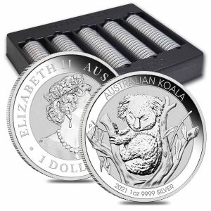 2021 $1 AUD Australia 1 oz 999 Fine Silver Elizabeth II Australian Koala BU Perth Mint.