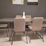 Τραπεζαρία γυαλί+μέταλλο με 6 καρέκλες