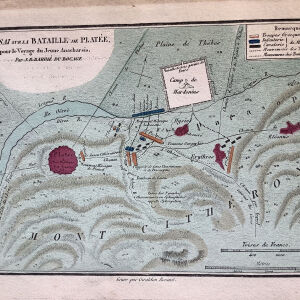 1861 Χάρτης της Μάχης των Πλαταίων (Βοιωτίας)του Barbie du Bocage ατσαλογραφία επιχρωματισμένη όπως εκδόθηκε